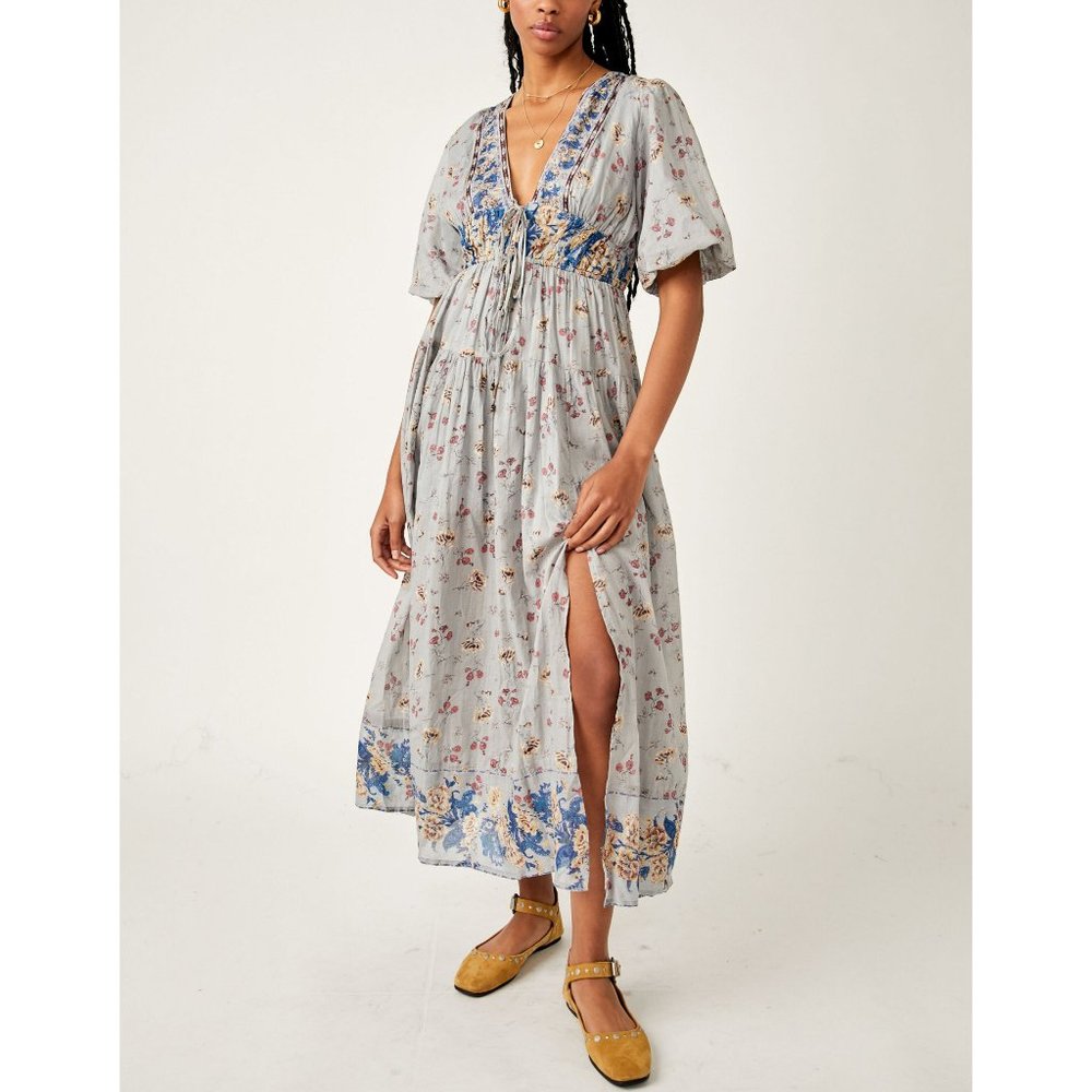 Free People Floral Gray Maxi Dress